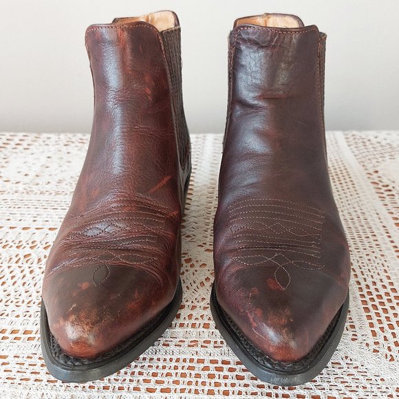 Silver Rebel Short Boots Size 6 Women Leather Western Cowboy Boho Ankle Bootie - Picture 2 of 14